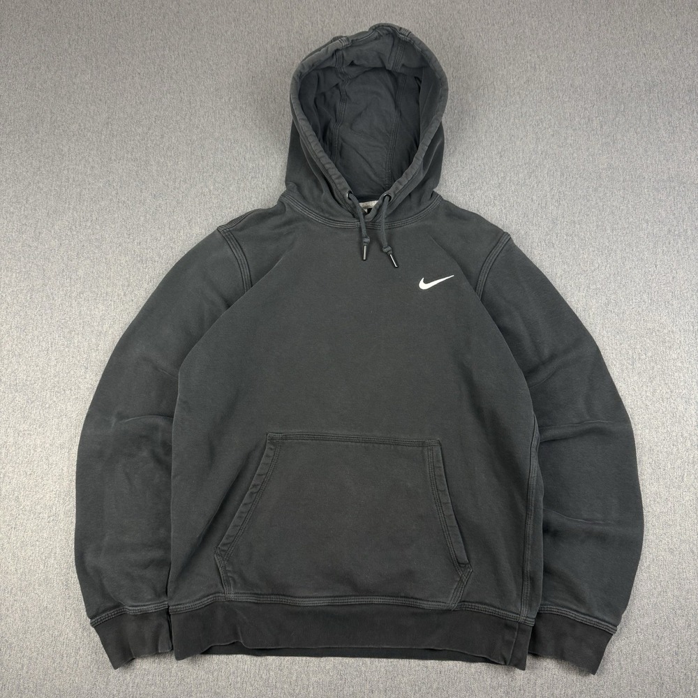 Nike Mens Fleece Hoodie Swoosh Logo Pullover Sweatshirt Black M 611457-010